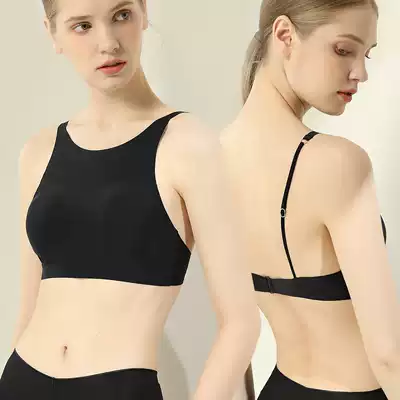 Seamless bandeau underwear women's non-steel ring beauty back thin ice silk anti-light vest bra with bottoming chest wrap