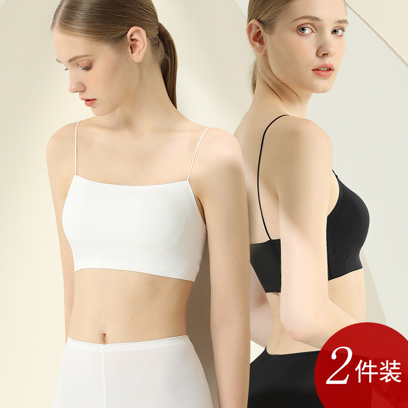 Traceless underwear women's summer bandeau without underwire bra anti-light vest wrap chest type integrated small chest gathered ultra-thin
