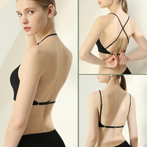 Beautiful back suspender underwear female net red burst style bandeau with chest pad one-piece bra U-shaped backless sexy chest wrap vest