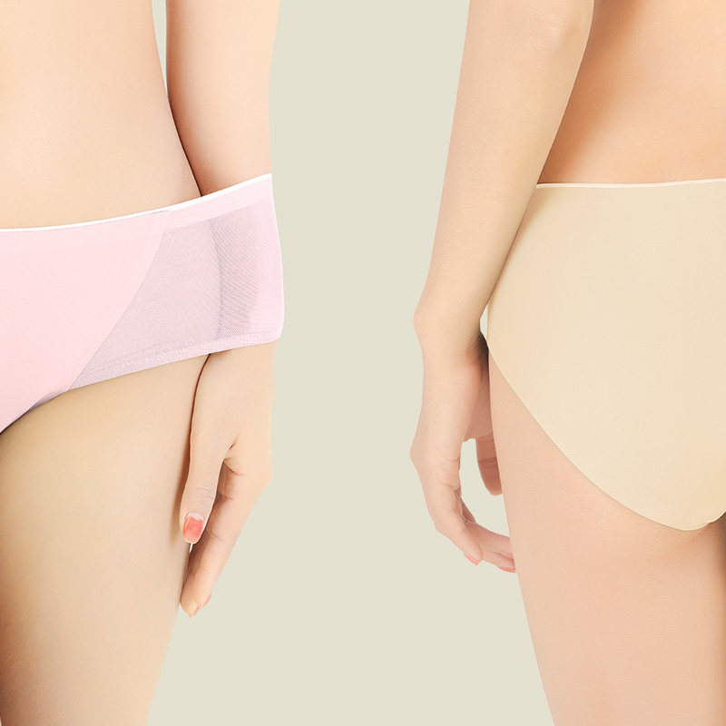 Lady Briefs Female Ice Silk Unmarks Pure Cotton All-cotton Antibacterial Crotch One-Piece Triangular Shorts Teenage Girl Summer Thin powder