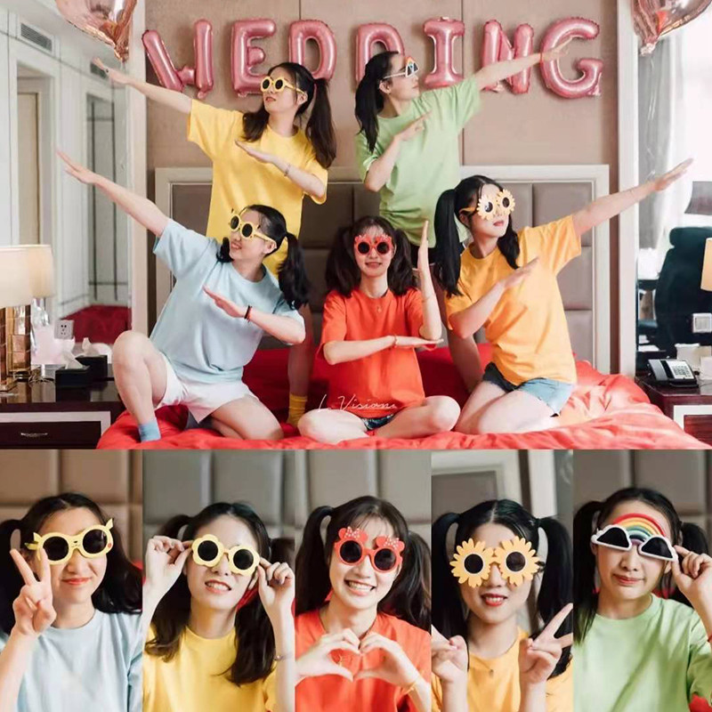 Bridesmaid glasses sister group funny sunglasses meet and greet party wedding wedding photo props bride girlfriends
