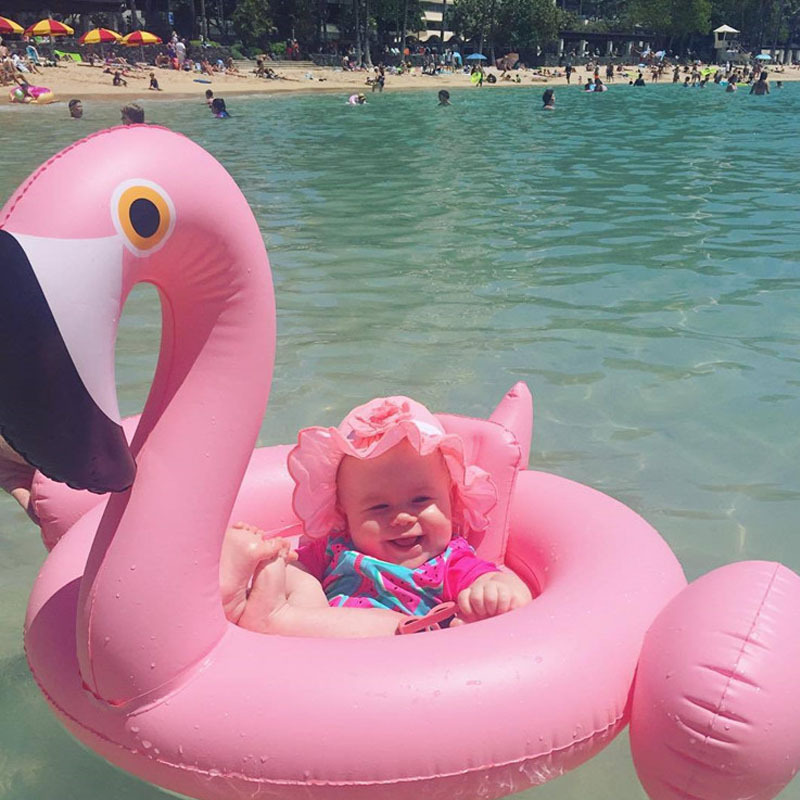 Trẻ em bơi vòng phim hoạt hình flamingo kỳ lân nách vòng tròn nam và nữ bé chơi nước đồ chơi dày ghế an toàn - Cao su nổi phao bơi tay cho bé