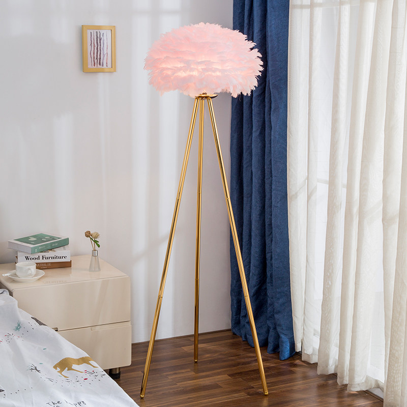 Feather floor lamp living room sofa simple bedroom luxury net red light Nordic creative ins bedside vertical desk lamp