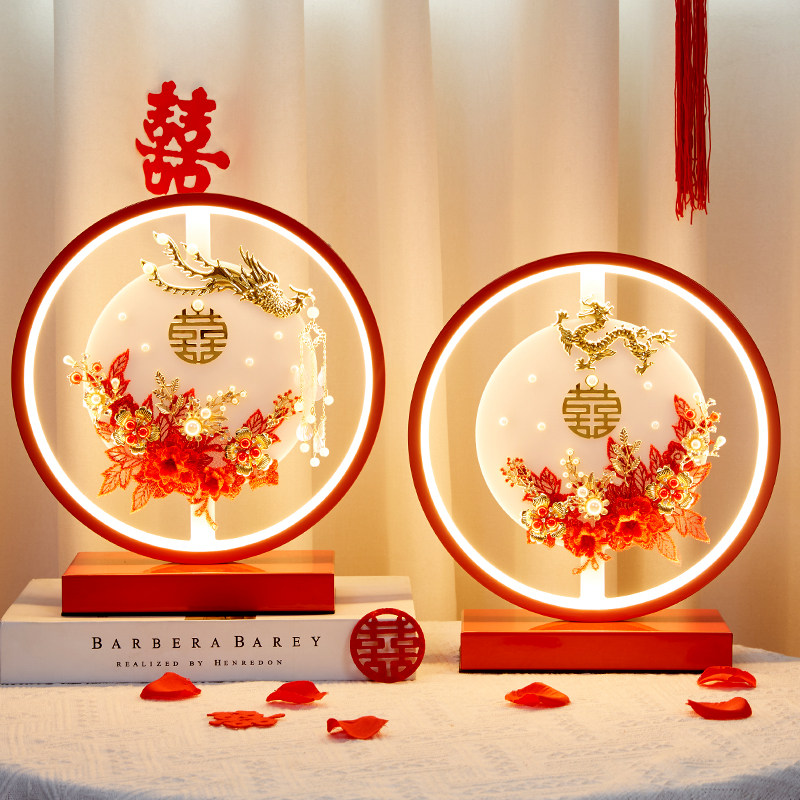 Wedding Table Lamp Bedroom bed headlights wedding room accompanied by wedding lantern wedding ceremony red couple of long bright lights New wedding gifts for newcomer-Taobao