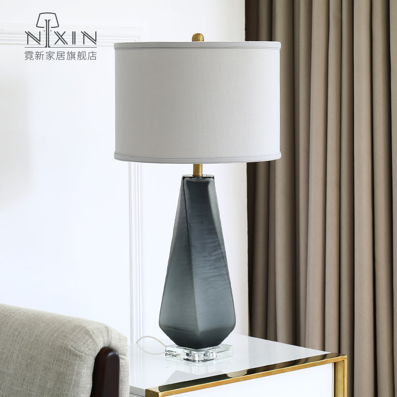 Rear Modern Glazed Craft Hotel Showroom Lobby Table Lights American Living-room Bedside Glass Table Lights