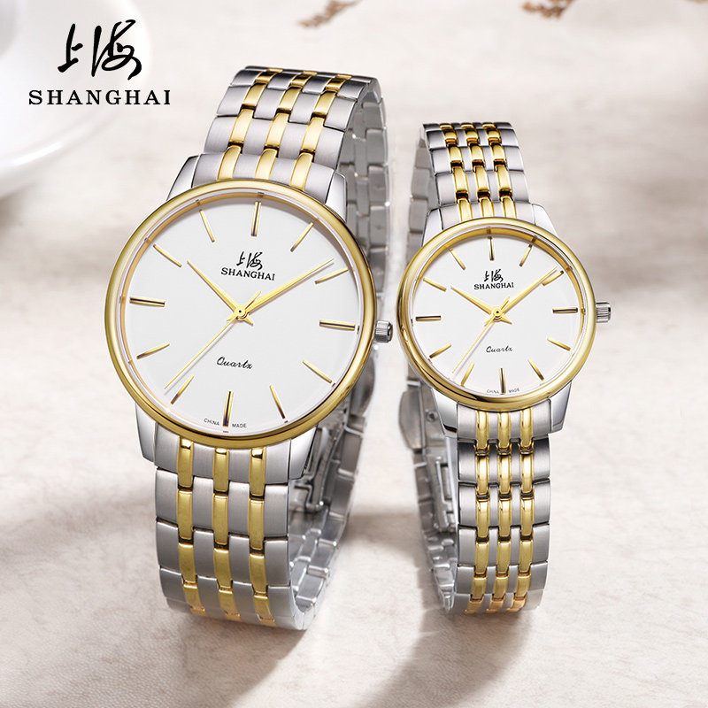 Shanghai brand watch male and female quartz watch temperament simple fashion ultra thin waterproof steel belt couple table 2003