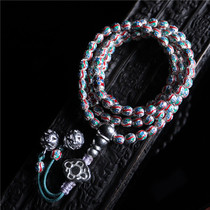 Featured white copper Tibetan silver enamel color play Bodhi original national wind Bodhi 5 4mm with beads