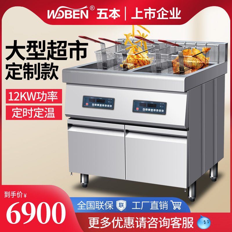 Five commercial electric boiler double cylinder fried chicken fries thickening stainless steel fried fried specialized equipment