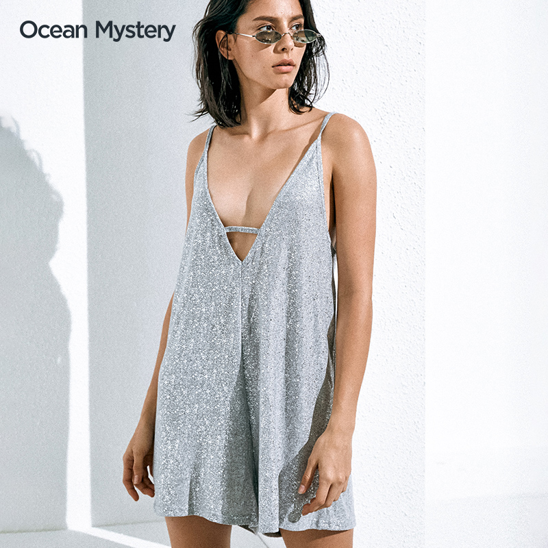 Mystery Sea Swimsuit outer with bikini blouse sexy V-neck cover belly beach resort sunscreen beach pants woman