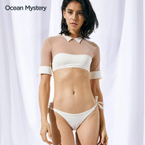 OceanMystery new mesh stitching hipster sexy split swimsuit fairy fan ins style set