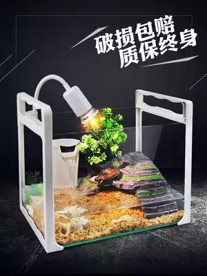 Turtle tank with drying table feeding box Glass villa landscaping small fish tank dedicated to turtle breeding household living room breeding