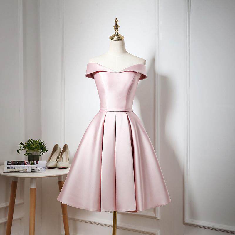 2020 new season pink one-shoulder slim fit bridesmaid sisters group evening dress short banquet tutu skirt