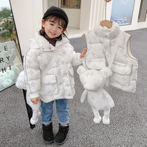 Girls Down Jacket Korean White Duck Down Long Down Vest Set Western Childrens Jacket Womens Baby Winter