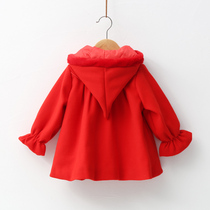 Girl coat autumn and winter woolen coat childrens foreign gas Korean Princess female child thick cloak autumn and winter clothing childrens clothing