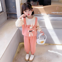 Girls autumn and winter suits plus velvet thickened Foreign color Net Red children spring and autumn clothes pants girls small children two sets