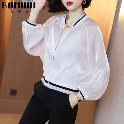 防晒衣女2021新款夏季薄款防紫外线透气冰丝短外套罩衫长袖棒球服