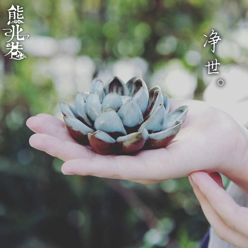 Original handmade ceramic lotus scenographic tea ceremony Zen Serie dedicated to hand for coarse pottery clay Three-hole line fragrant seat Incense Burner Net