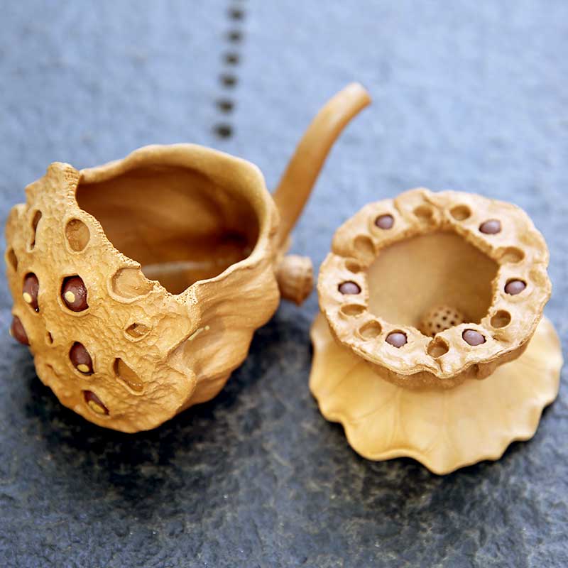 Fair cup tea drain set Yixing Purple Sand handmade hand shower male cup Vintage lotus leaf lotus seed tea filter Tea separator Lotus heart