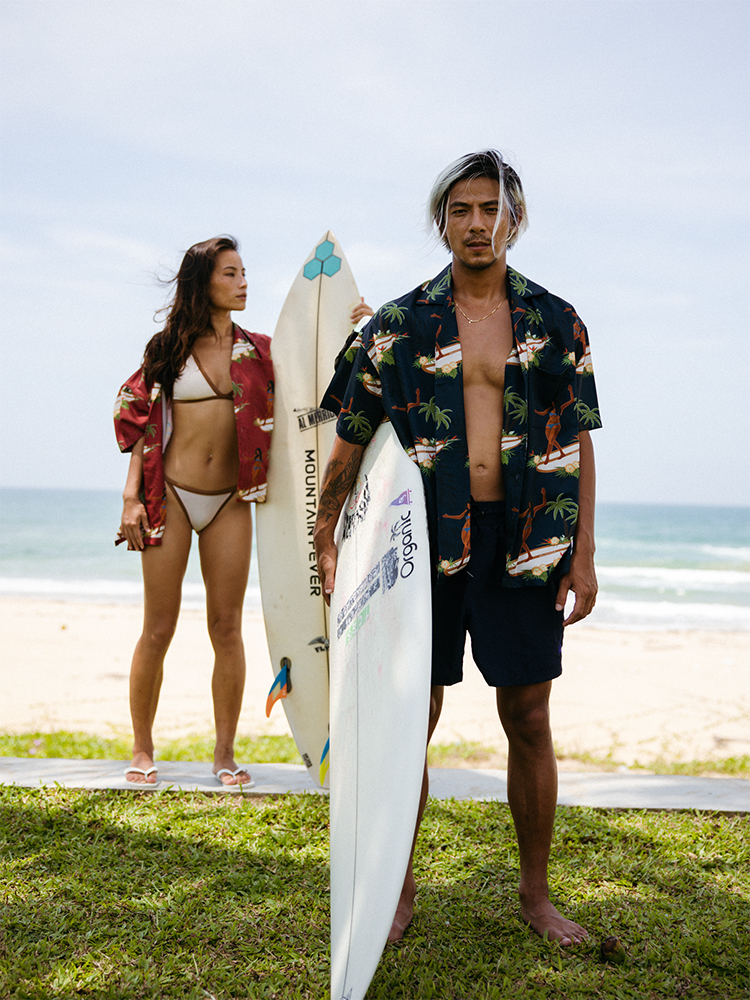 MOUNTAINFEVER SS22 Outdoor surfer girl hand-painted ALOHA flower shirt