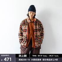 MountainFever20AW outdoor plaid fabric double-sided Indian national totem polar fleece jacket