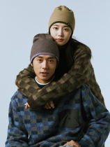 MOUNTAINFEVER AW22 Mohair Knitted Check Color Contrast Pullover Stand Collar Sweater