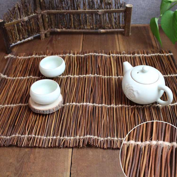 Reed mat bamboo pole tea tea shade ferns pole cup mat insulating mat mat rattan grass tea tea tray mat waterproof tea table cloth