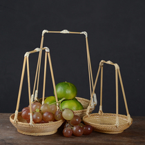 Natural no lacquered handmade bamboo choreography basket fine woven bamboo basket tea point tray Water fruit basket tea set accessories
