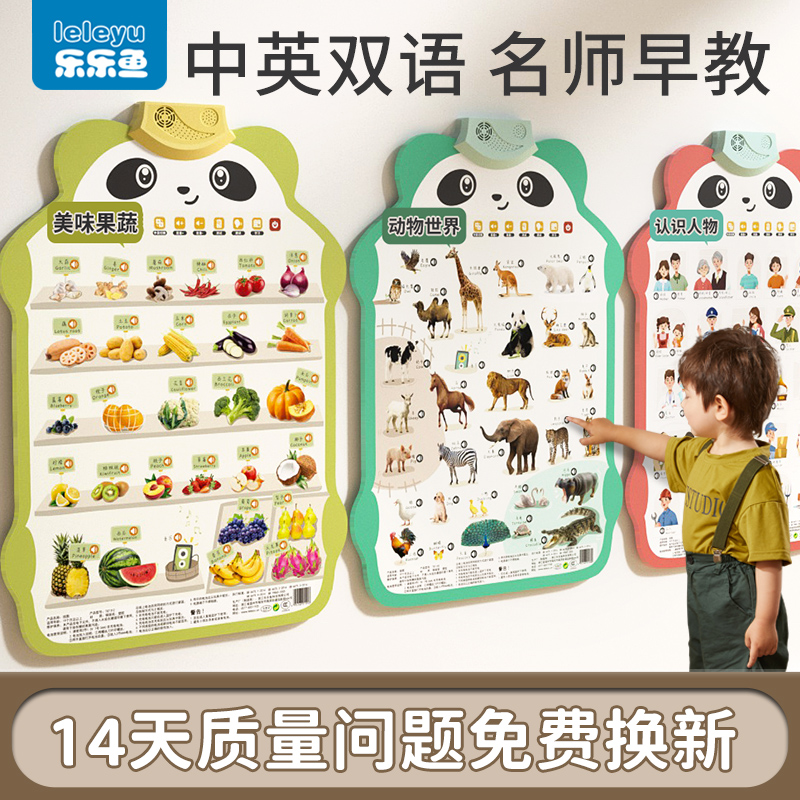 Leleyu ベビーオーディオ早期教育ウォールチャート 幼児の啓発認知 子供の識字能力 サウンドおもちゃ ポイント読書 ウォールステッカー
