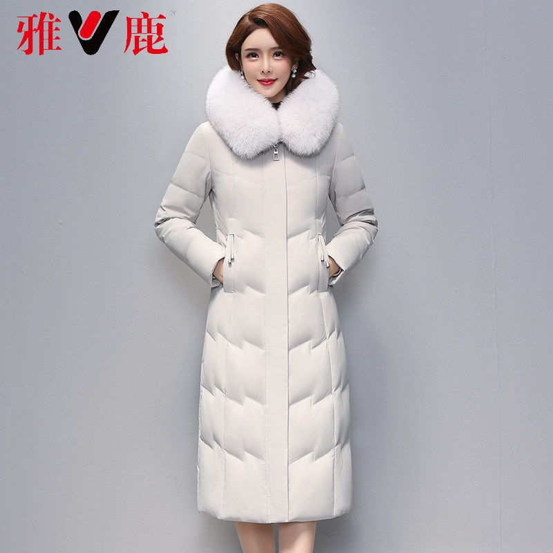 Yose Mother's Down Clothes Woman 2022 New Fashion Winter Long Version High-end Middle Aged White Duck Suede Over Knee Pie