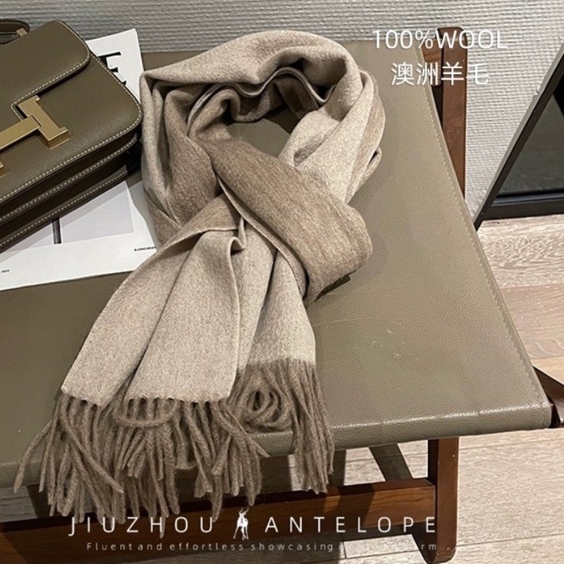 French Coor Keva100 % Mountain cashmere pure colour bifacial scarves classic advanced sensation 100 hitch winter warm surround neck-Taobao