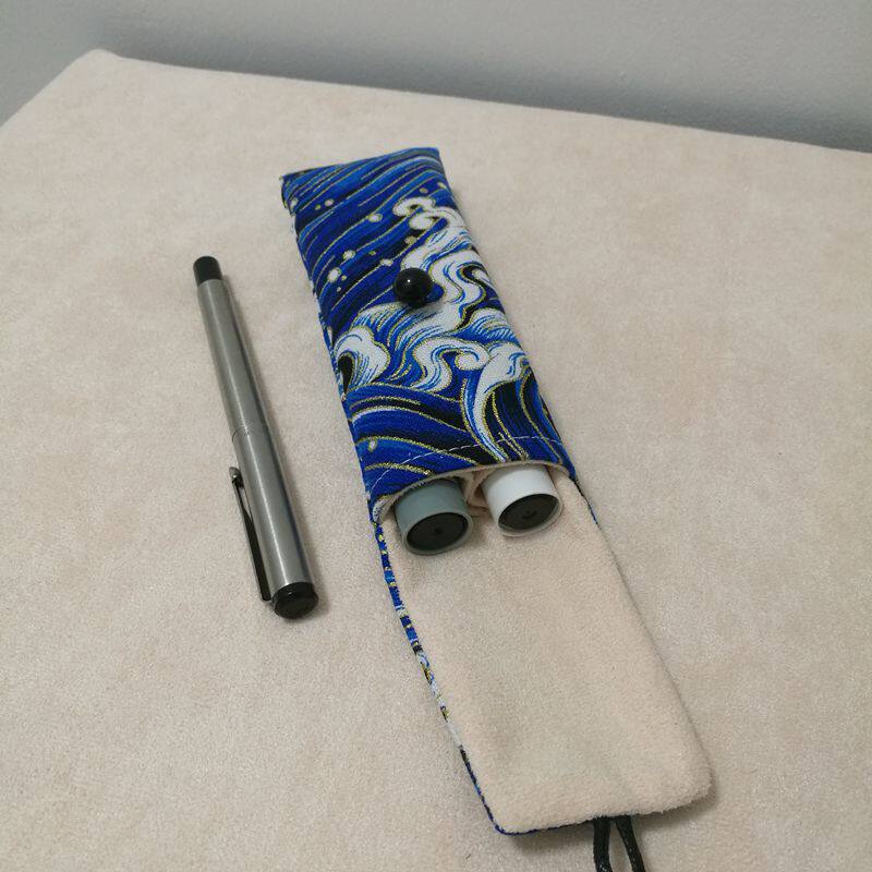 Japanese-style pen bag creative retro handmade pen protective cover two packs bronzing fabric multi-pocket storage bag for men and women