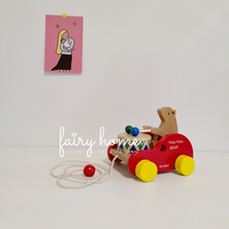 Fairy Korea ins Baby Toddler Wooden Bear Drum Car Children's Early Education Educational Pull Car Toy