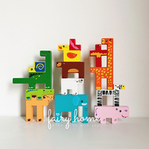 Fairy children's creative building blocks baby wooden animal puzzles stacked high early education kindergarten educational toys