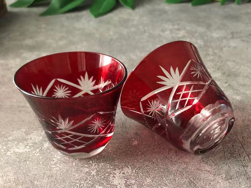 Ликер Cup 日式玻璃器皿 手工刻花玻璃酒壶清酒酒杯冰酒壶桃花酒杯白酒杯酒