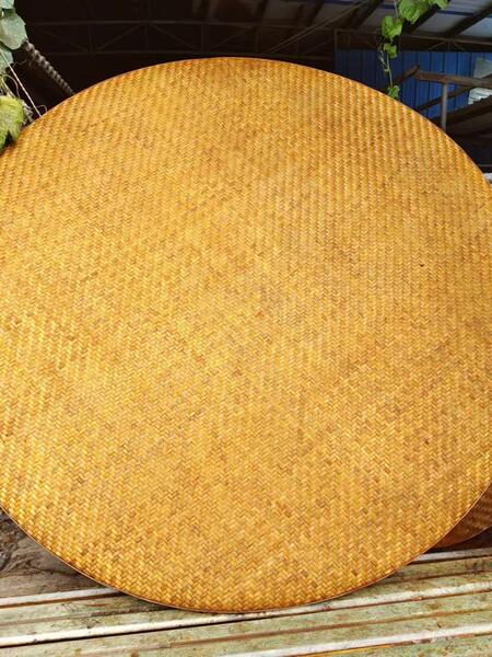 Handmade Bamboo Woven Dustpan Decoration Non-Hole Painting round Winnowing Fan Painting Signboard Flat Bamboo Sieve