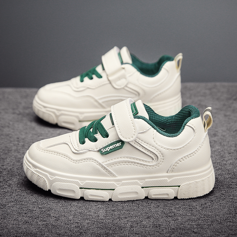 Beimo Green (Leather)children shoes 2020 new pattern summer Korean version pupil Versatile skate shoes Internet celebrity ventilation motion girl Little white shoes