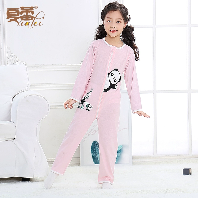 Bộ đồ ngủ trẻ em một mảnh cotton tinh khiết phần mỏng cho bé trai và bé gái 6 bộ đồ trẻ em vừa và lớn một mảnh mùa thu nam siêu mỏng và mùa hè 3-4 tuổi - Áo liền quần