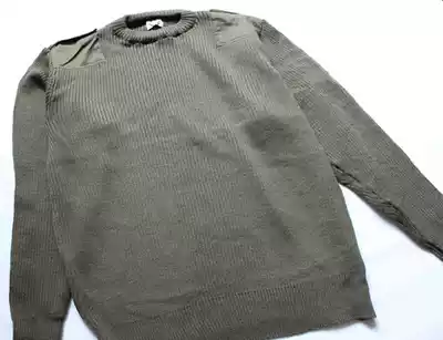 Military style French original army green sheep loose pullover hair crew neck sweater Oversized size non-German American British Army