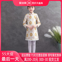 Childrens Lunar New Year Qipao Autumn Winter 2019 Girls Spring Festival Tang Dress Foreign Air Year Dress DRESS PLUS SUEDE THICKENED AUTUMN AND WINTER