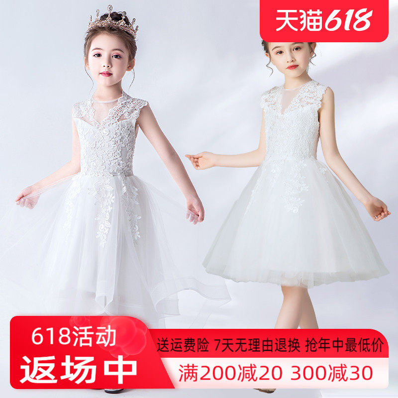 Children's gown princess dresses dress fluffy girl wedding dress Former short post Long Yanis model walk show piano to show up for autumn