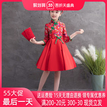 Girls baby red beiyyears to wear Spring Festival girl Tang Costume Autumn Winter New Year Dress Thickened Childrens Lunar New Year Qipao Yang Qi