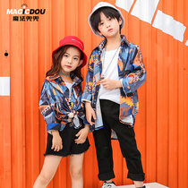 Childrens street dance tide clothes hip-hop summer girls jazz dance costumes Korean version of sets boys and girls dance clothes
