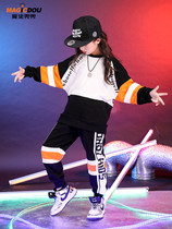 Boys hip-hop tide clothes girls show tide childrens performance clothes children hiphop plus velvet street dance suit autumn and winter