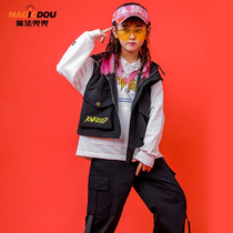 Childrens street dance suit girl vest three-piece workwear hip-hop boy hiohop performance tide summer clothes