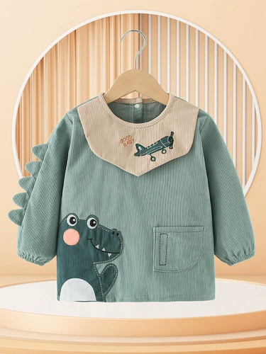 Детский демисезонный фартук, термобелье, вельветовый лонгслив, водонепроницаемый нагрудник для еды для детского сада, анти-грязь