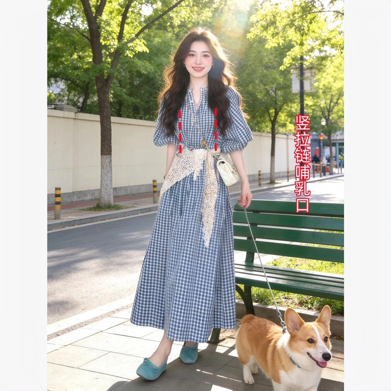 2026 Summer Nursing Clothes for Going Out, Hot Mom Style Postpartum Outfits, Breastfeeding Clothes, College Style Plaid Nursing Dress