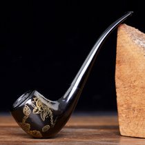 MUXIANG woody heather wood shadow carving pipe traditional non-heritage cultural treasure handmade art pipe