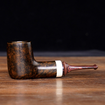 Heather wood glossy handmade cavity military insert pipe red ridge mens old-fashioned cigarette pot solid wood cigarette bag pot