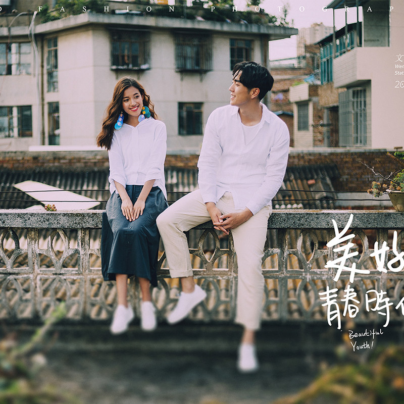 Photo Gallery New Lovers Themed Clothing Fashion Han Edition Campus Outside View Arts College Wind Youth Writing Real Photo Clothes