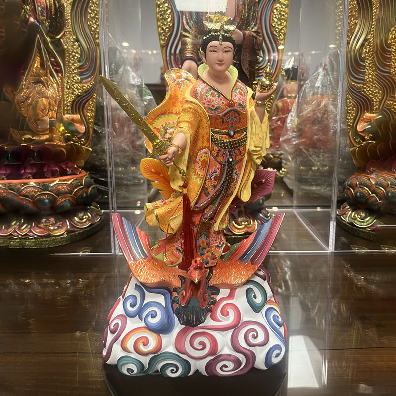 九天玄女站像踏凤九天圣母娘娘彩绘玄母天尊寺庙家用佛像摆件神像